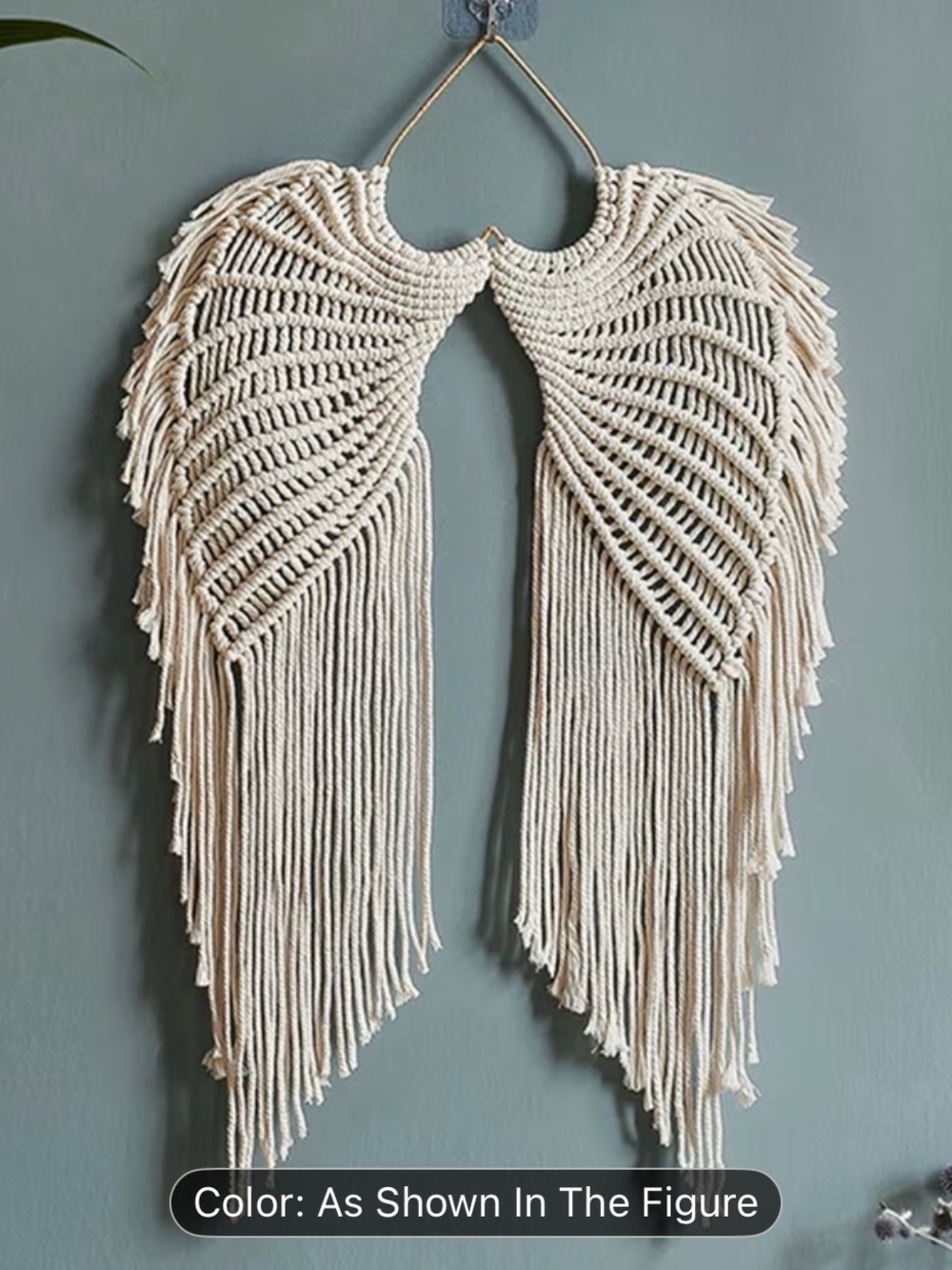 Handmade Macramé Angel Wing Tapestry with Long Tassels Wall Hanging - Picture 8 of 10